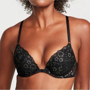 Victoria’s Secret Lace Front Close Black Sexy Tee Push-Up Bra